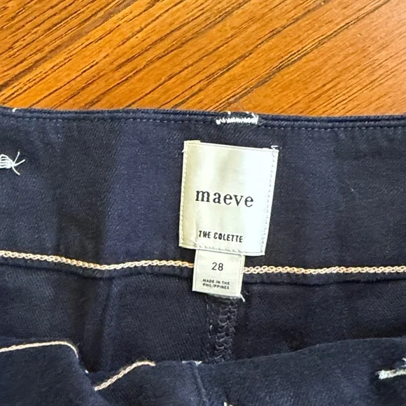 Anthropologie Maeva The Colette Linen Crop Wide Leg Pants Navy Blue Size |28 - Picture 5 of 12